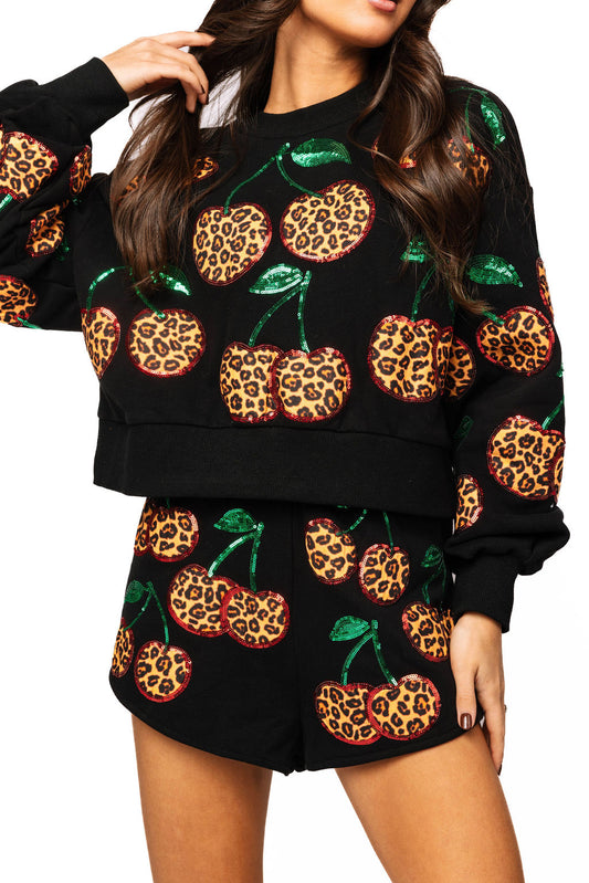 Black Leopard Cherry Sweatshirt