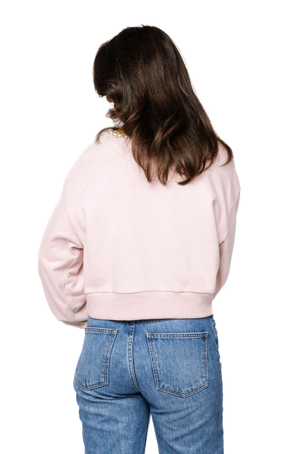 Pink Pearl & Chain VDay Charm Necklace Sweatshirt