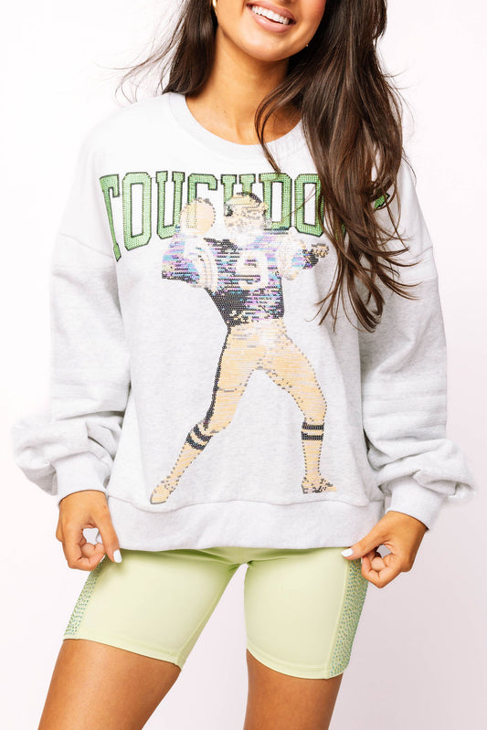 Grey Touchdown Football Player Sweatshirt