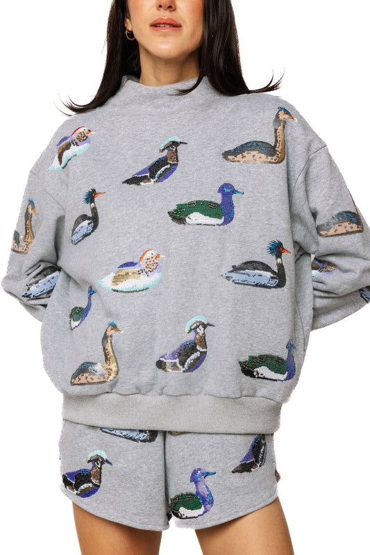 Dark Grey Multi Duck Mockneck Sweatshirt