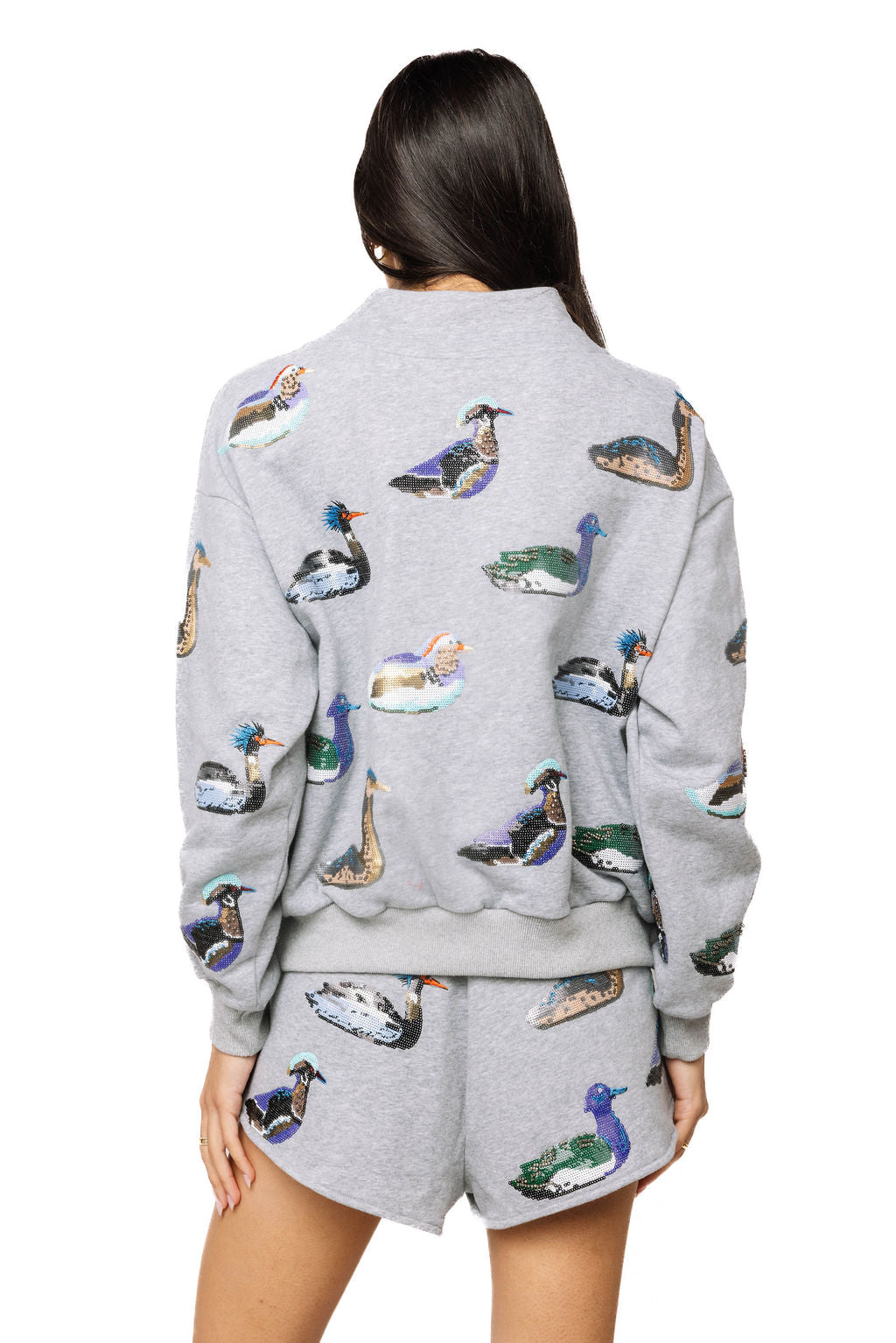 Dark Grey Multi Duck Mockneck Sweatshirt