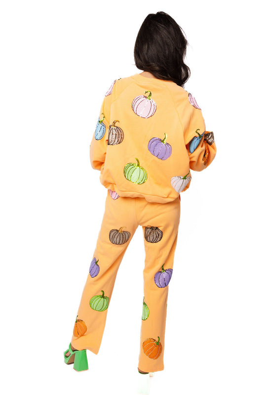 Orange Multi Pumpkin QOS Card Sweatshirt