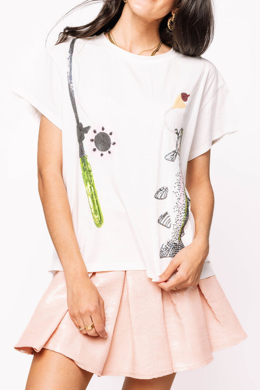 Queen of Sparkles Gone Fishing Tee