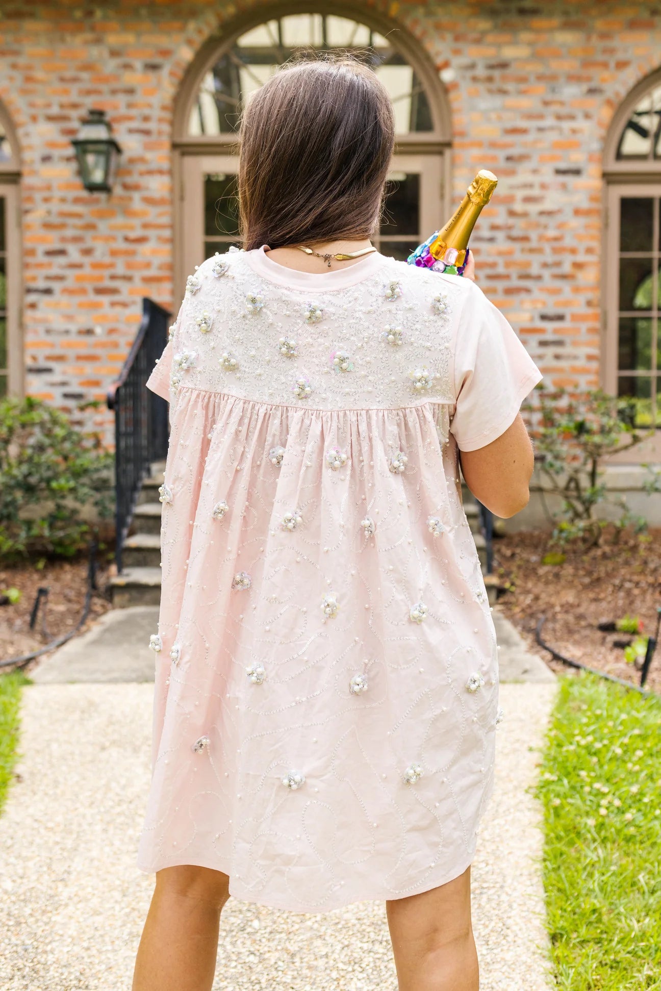 Pink Popping Champagne Tee Dress