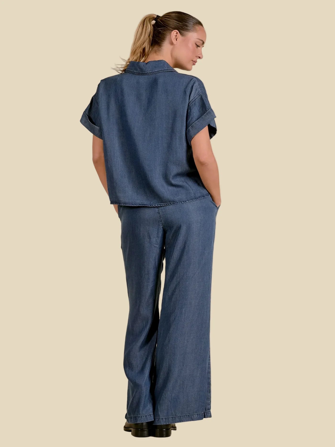 Navy Wash Chambray Jumpsuit