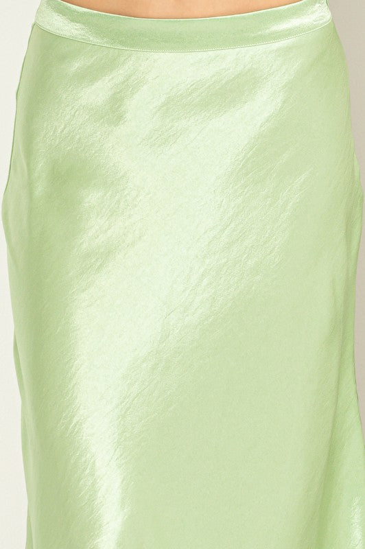 Feels Like Paradise Midi Skirt in Pastel Green