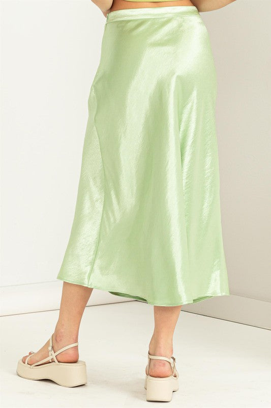Feels Like Paradise Midi Skirt in Pastel Green