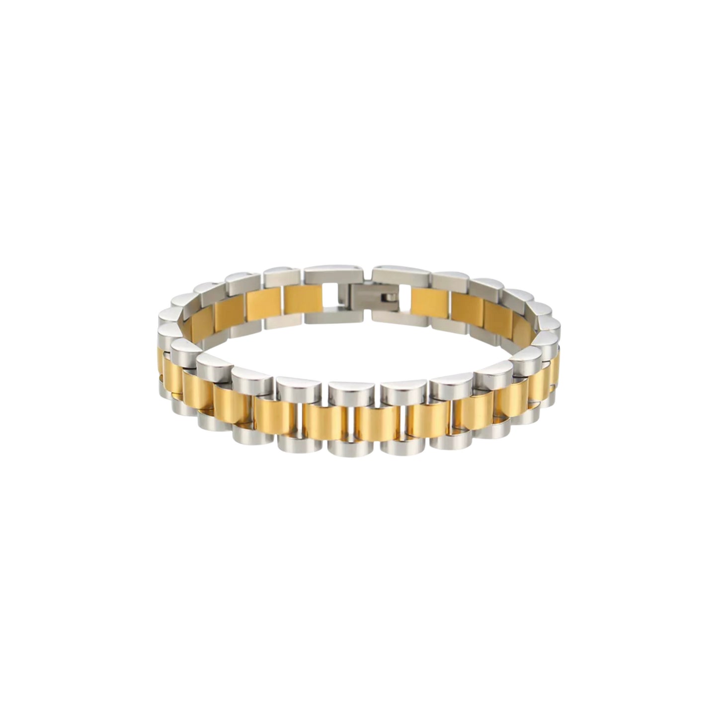 Two Toned Wristwatch Chain Bracelet