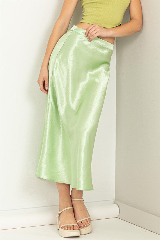 Feels Like Paradise Midi Skirt in Pastel Green