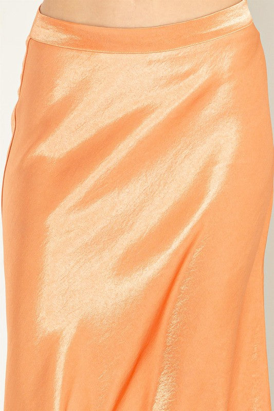 Feels Like Paradise Midi Skirt in Peach