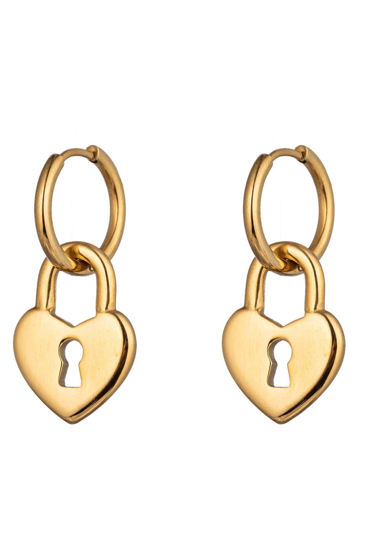 Louise Golden lock Huggie Earring