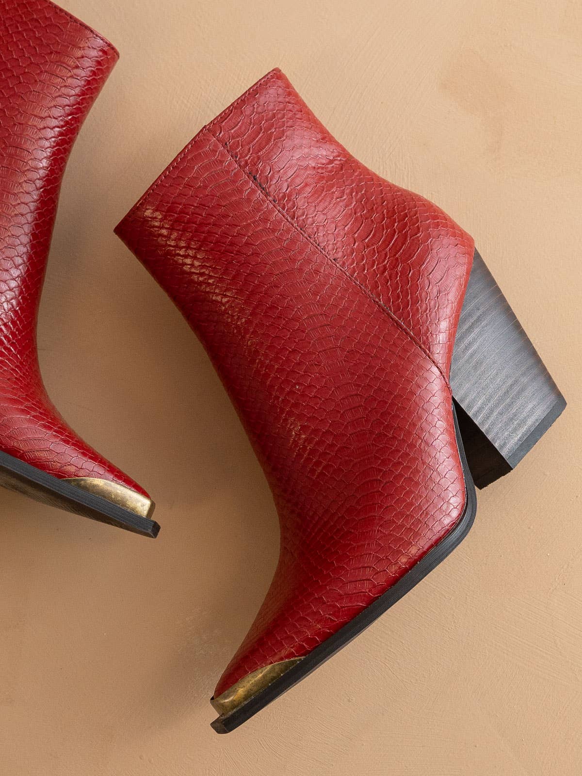 The Frankie Red Pointed Toe Cap Bootie