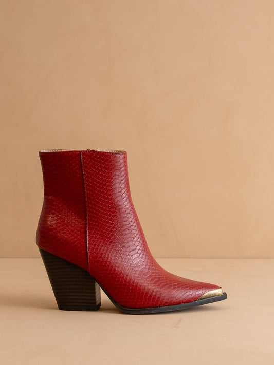 The Frankie Red Pointed Toe Cap Bootie