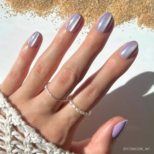 Glamnetic Mermaid's Tail Press-On Nails | Short Oval Purple Iridiscent