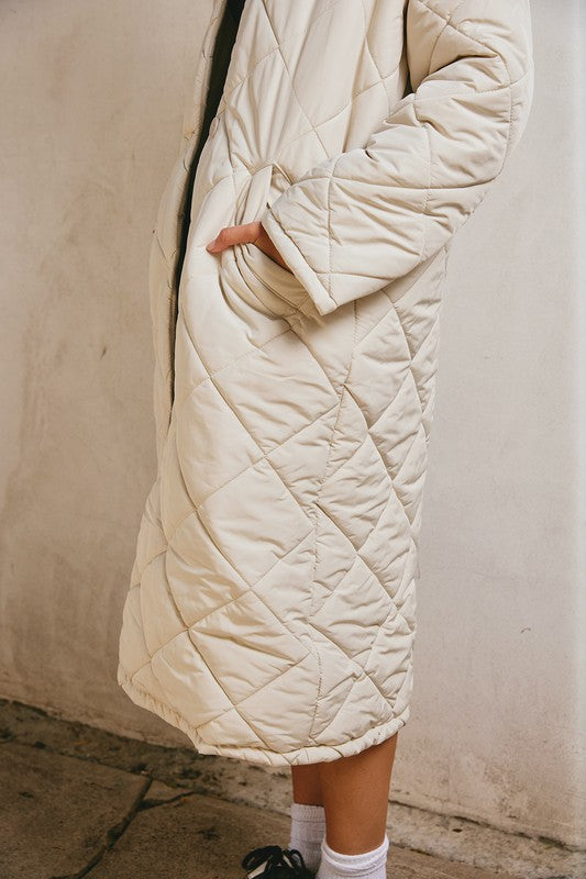 Bone Quilted Duster Jacket