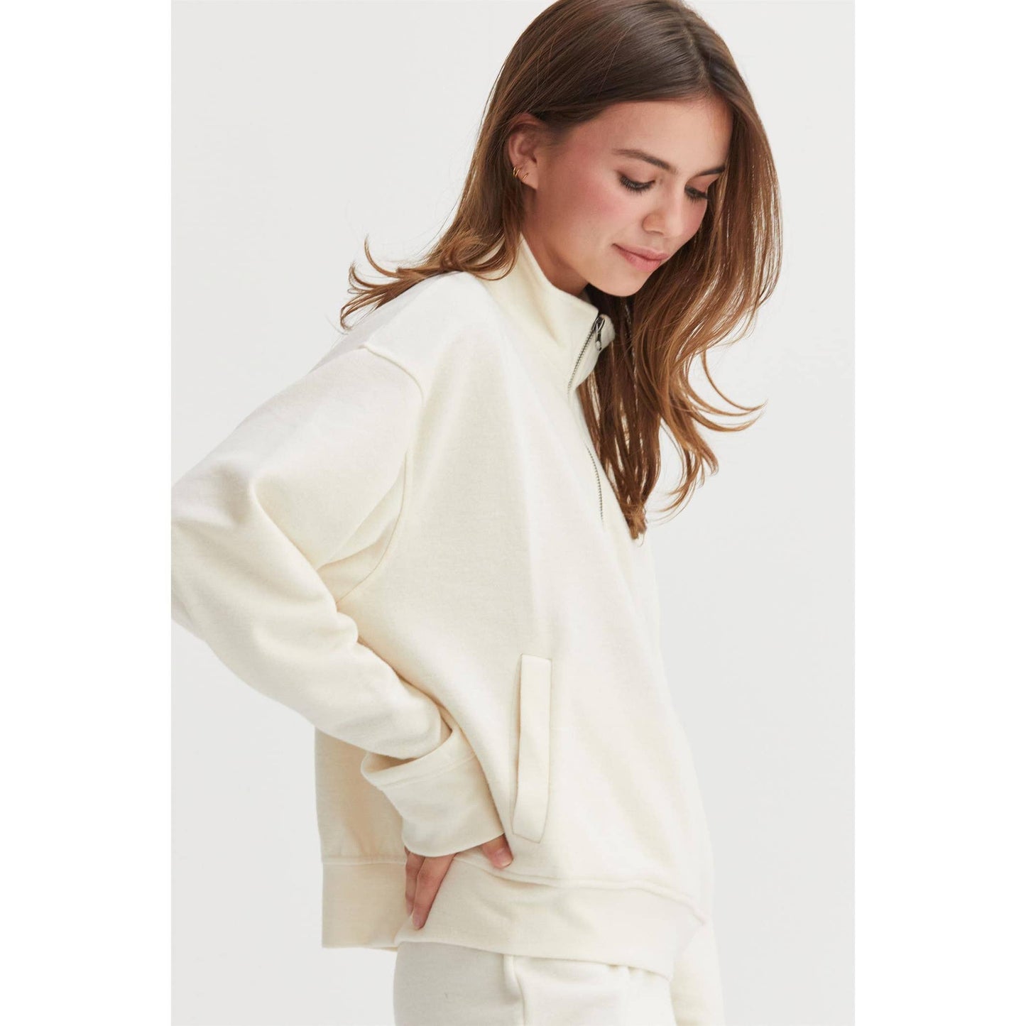 Cream Half Zip Sweatshirt