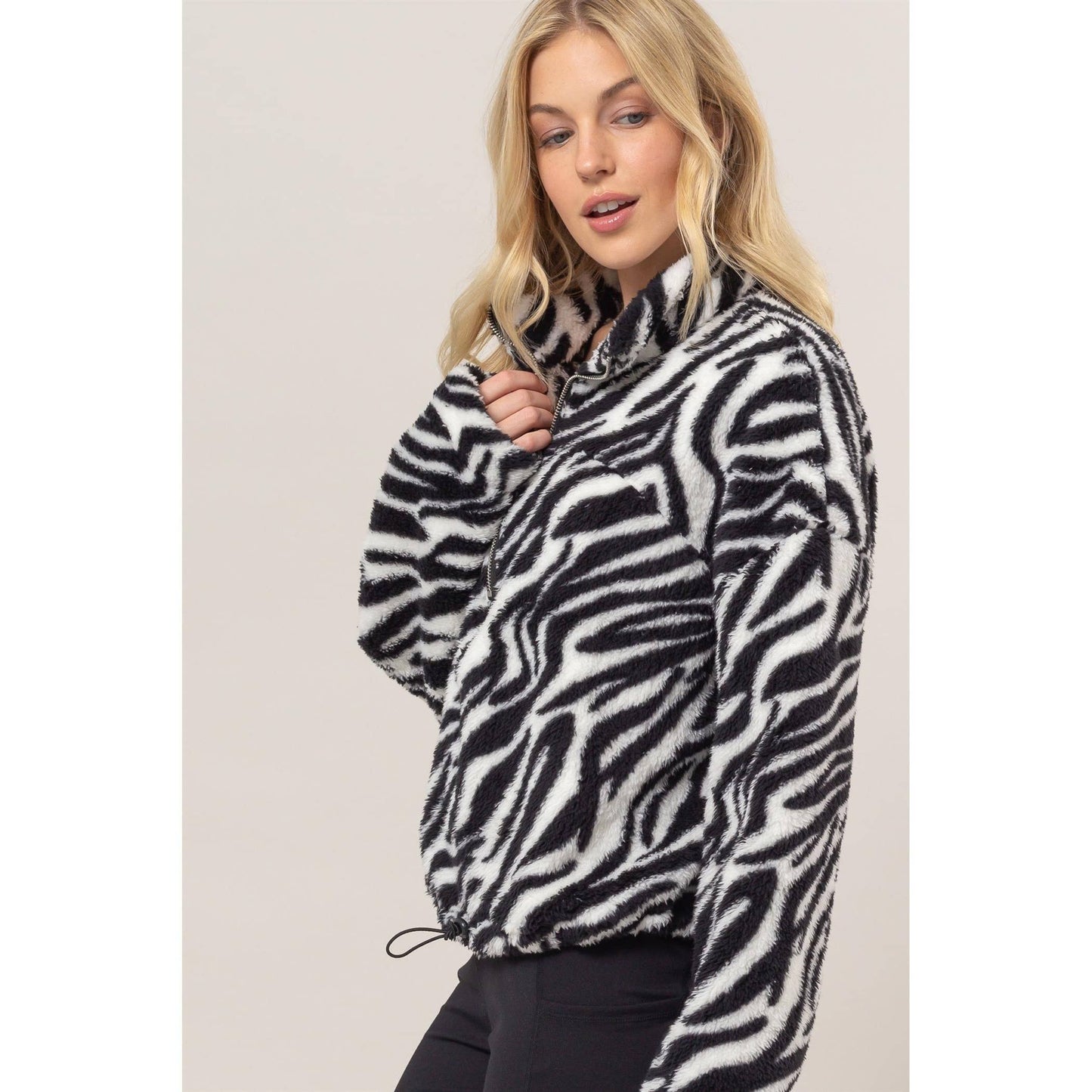 Zebra Sherpa Half-Zip Pullover