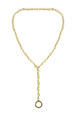 Gold Y Drop Circle Necklace