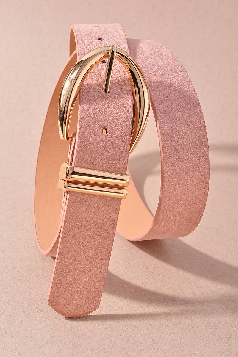 Microsuede Point Oval Buckle Double Loop Belts