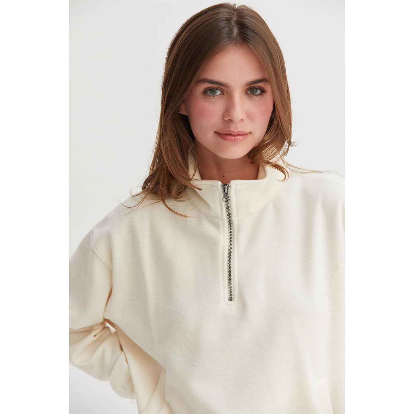 Cream Half Zip Sweatshirt