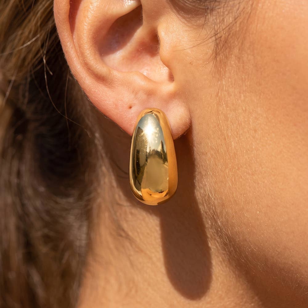 Chunky Dome Teardrop Hoop Earrings