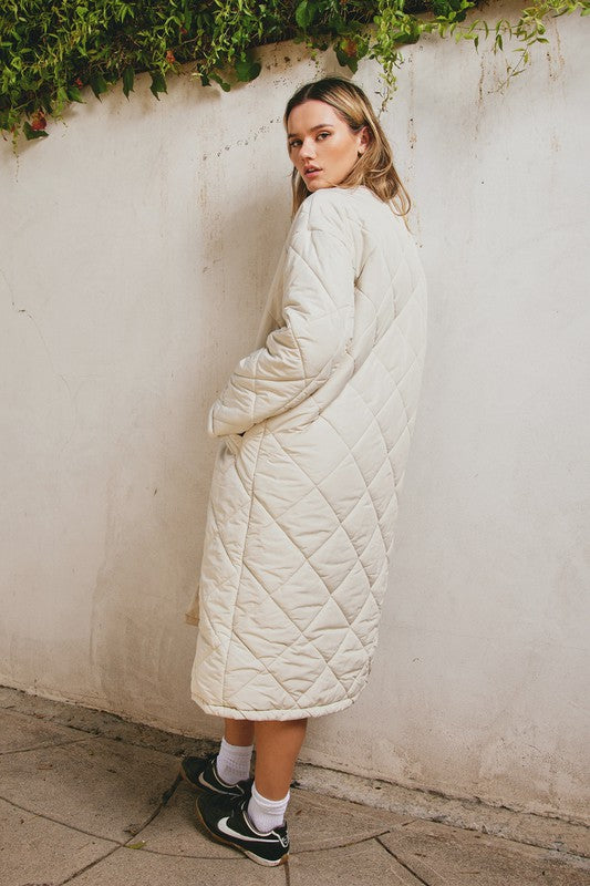 Bone Quilted Duster Jacket