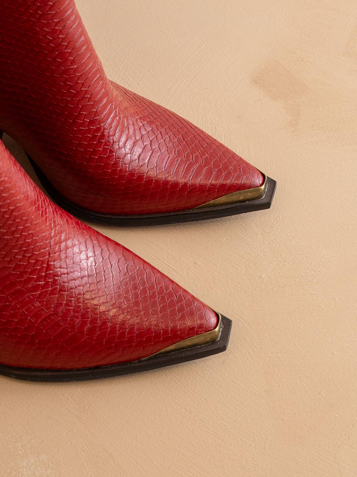 The Frankie Red Pointed Toe Cap Bootie
