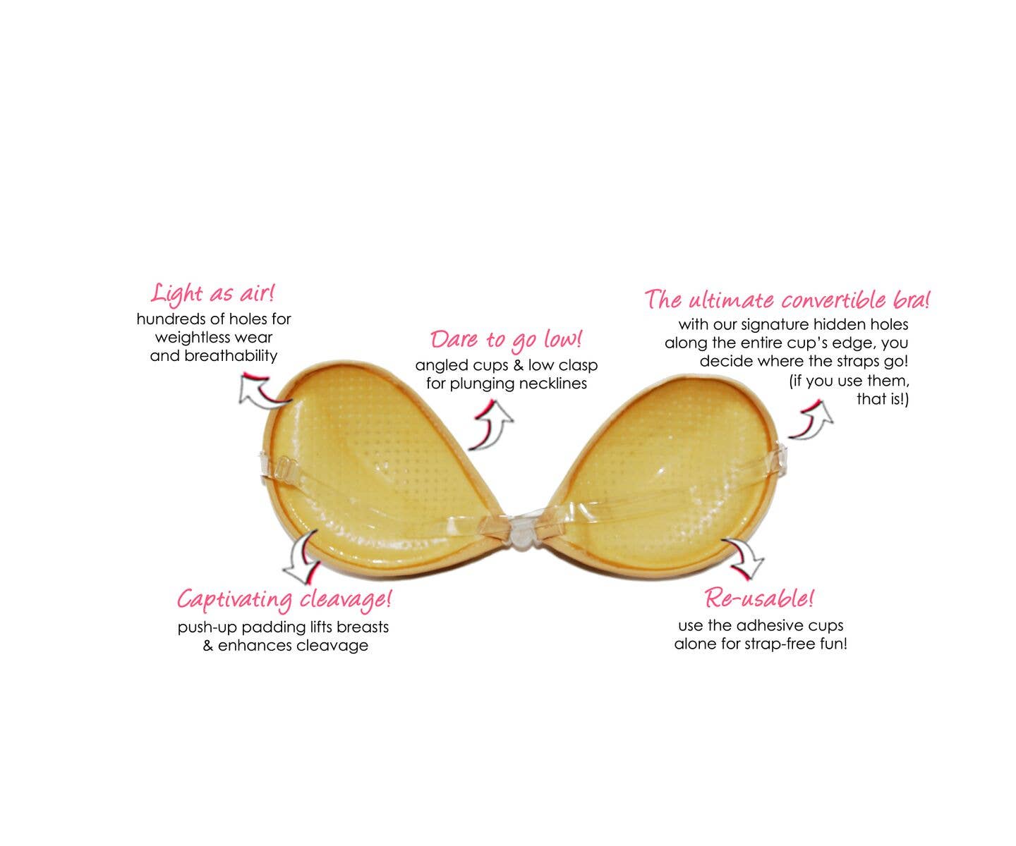 Nude Solid Push-Up Convertible Sticky Bra with Air Tech