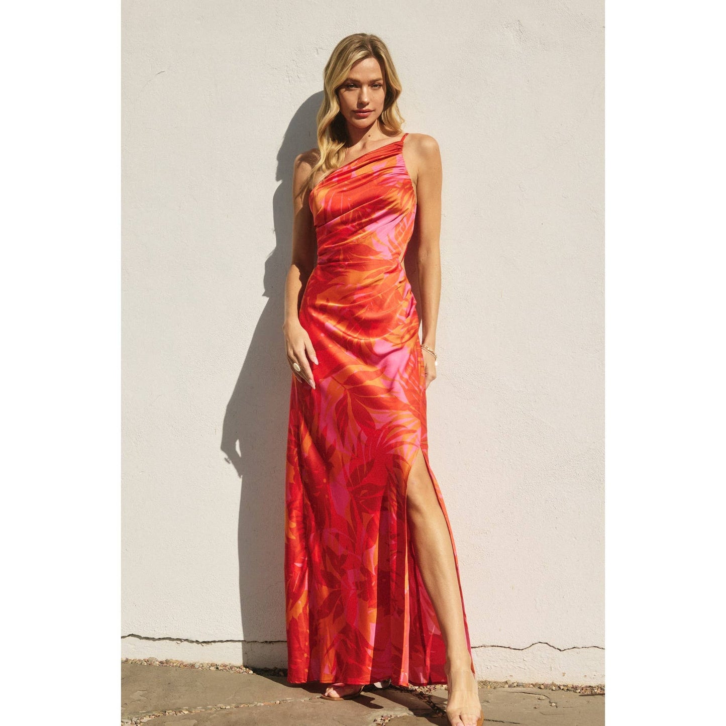 Sunset Lover One Shoulder Ruched Maxi Dress