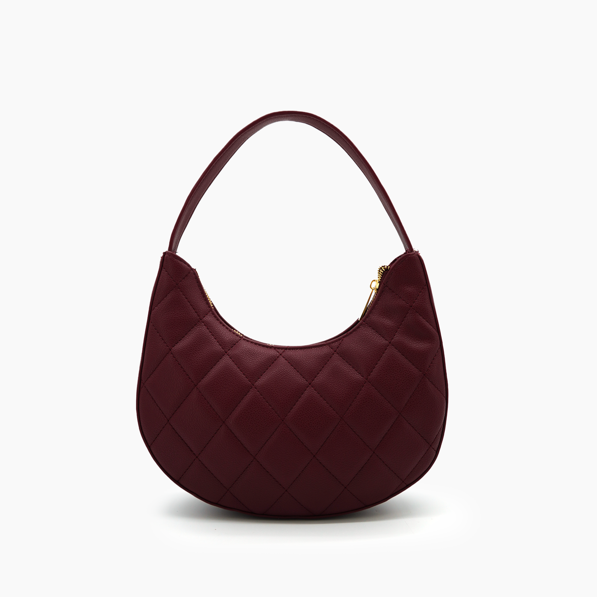 Burgundy Astra Quilted Tote Halfmoon Shoulder Purse
