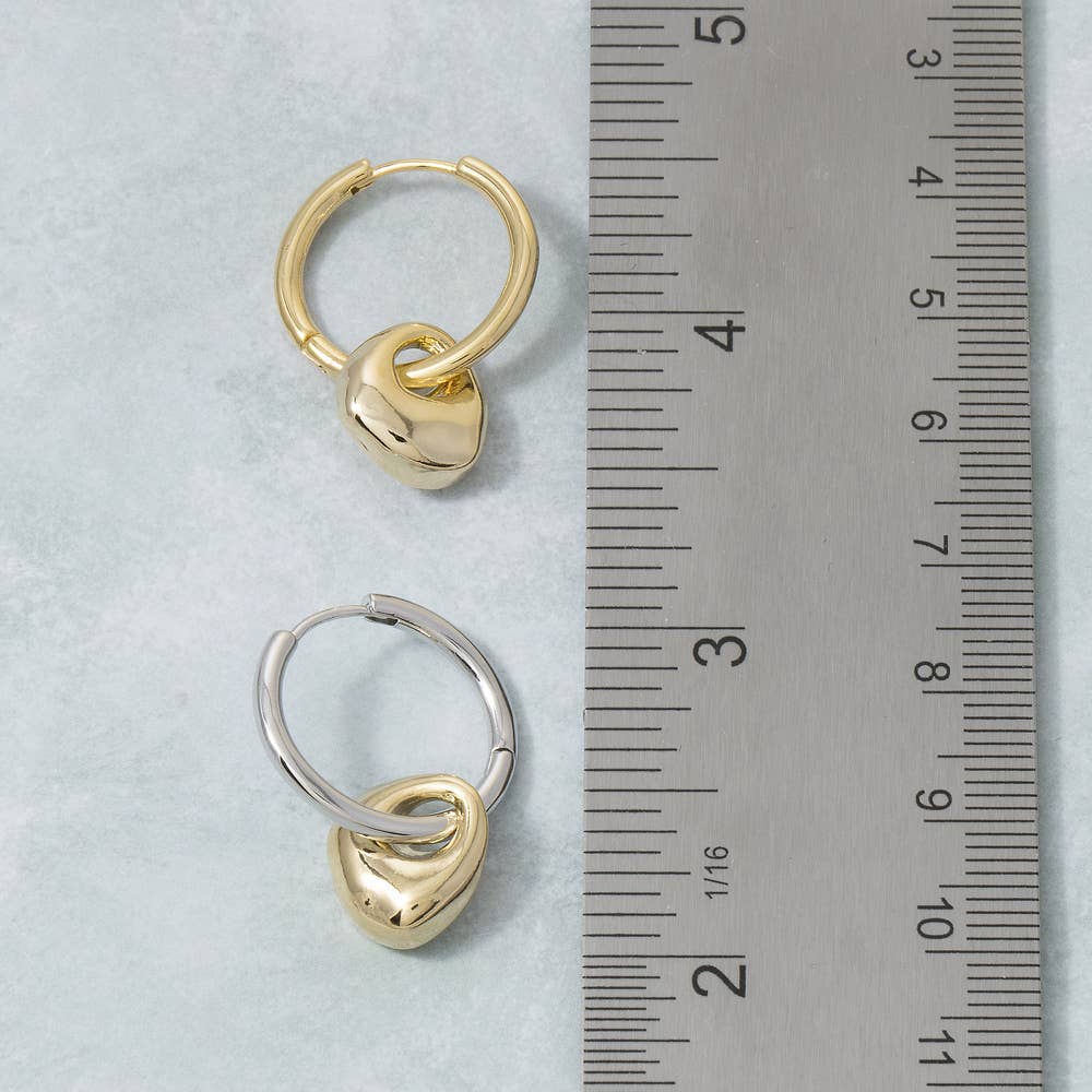 Huggie Earrings With Dangling Teardrop Charm