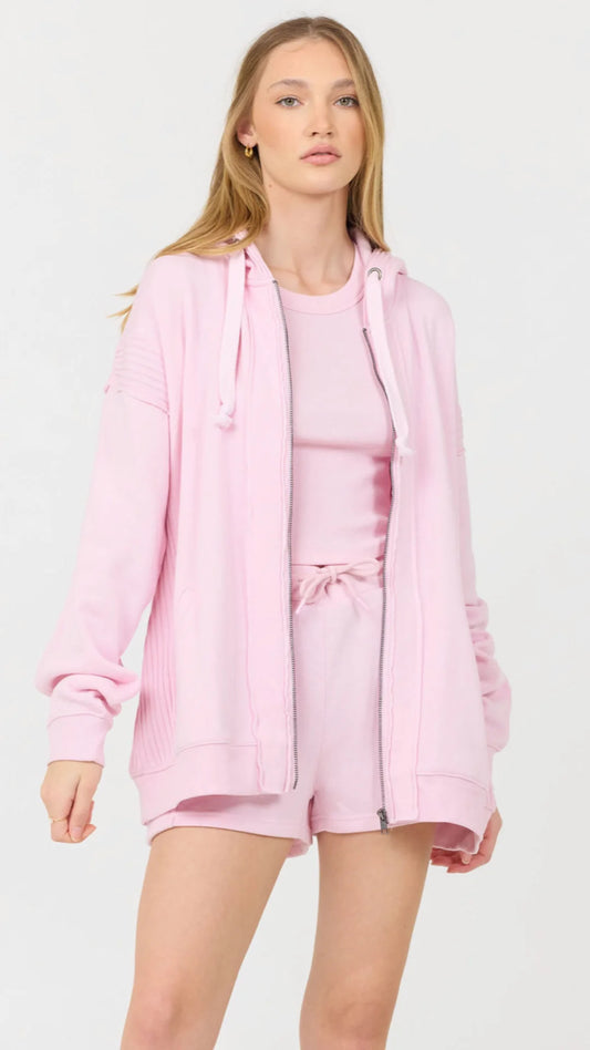 Paradise Pink Cashmere Fleece Zip Up Hoodie