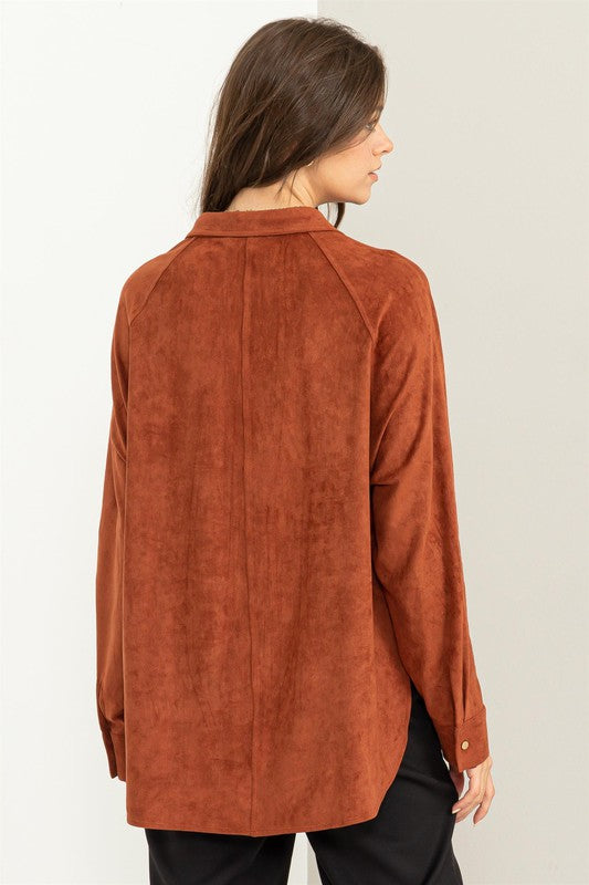 Impressive Vibe Faux Suede Shirt