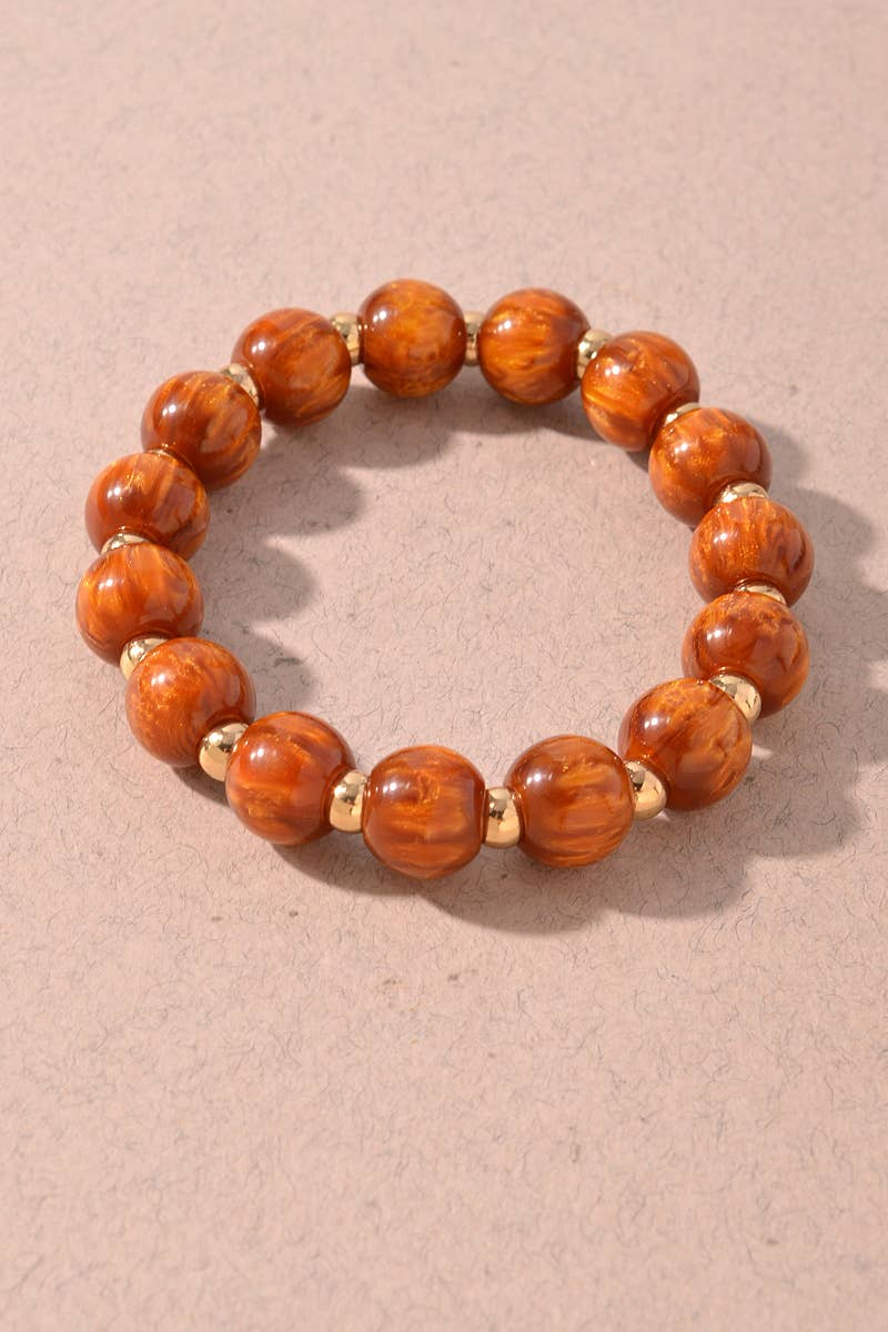 Marbled Round Beaded Stretch Bracelets