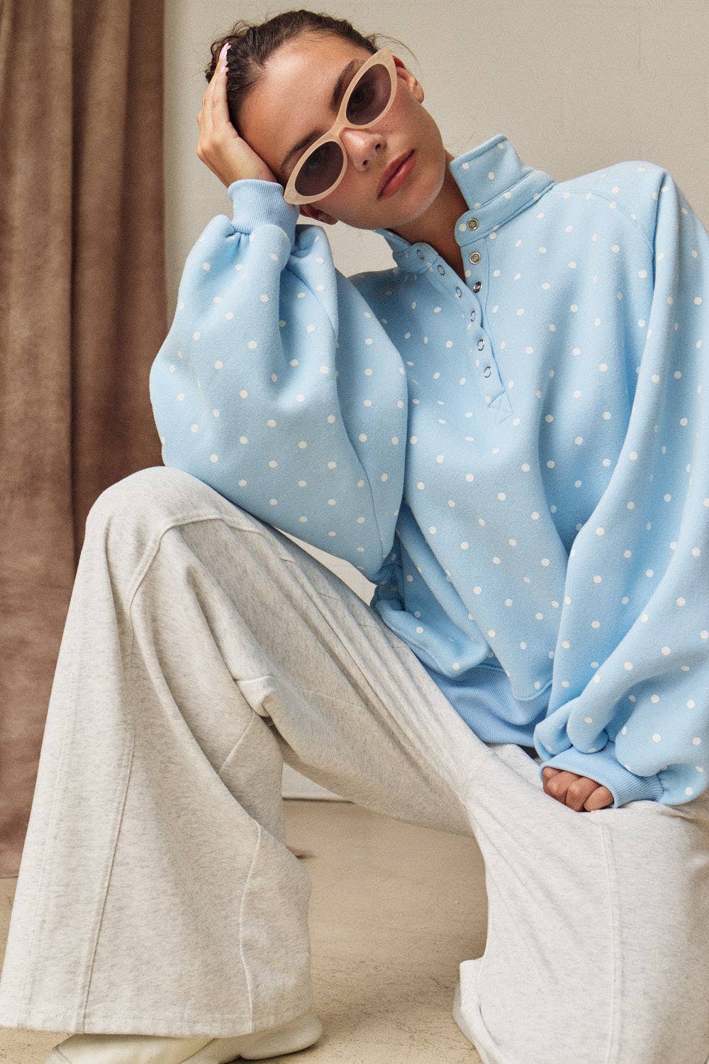 Piper Polka Dot Snap Button Pullover