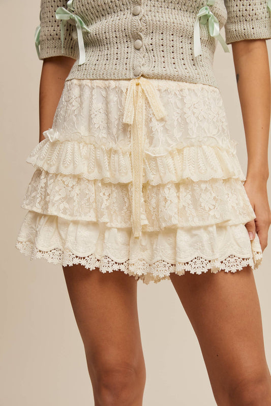 Flirty Lace Tiered Shorts