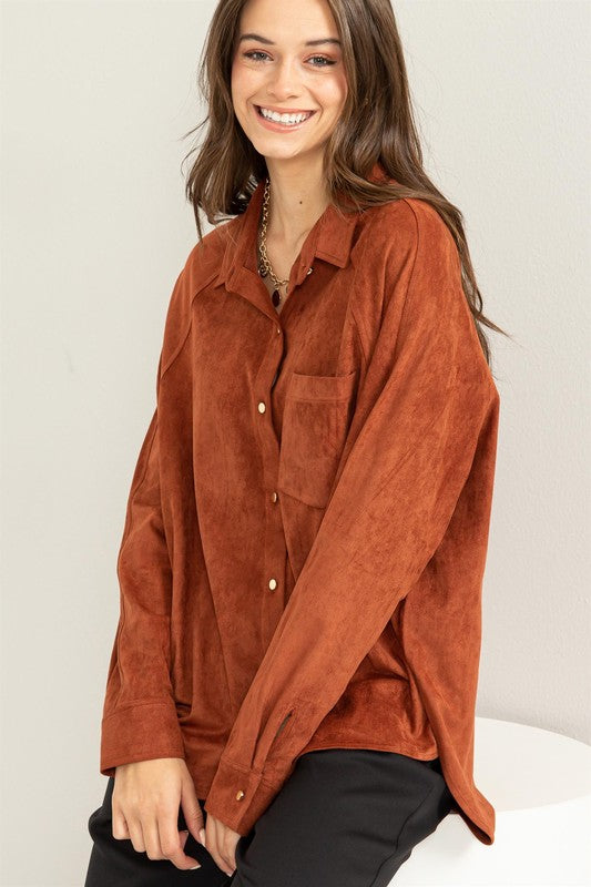 Impressive Vibe Faux Suede Shirt