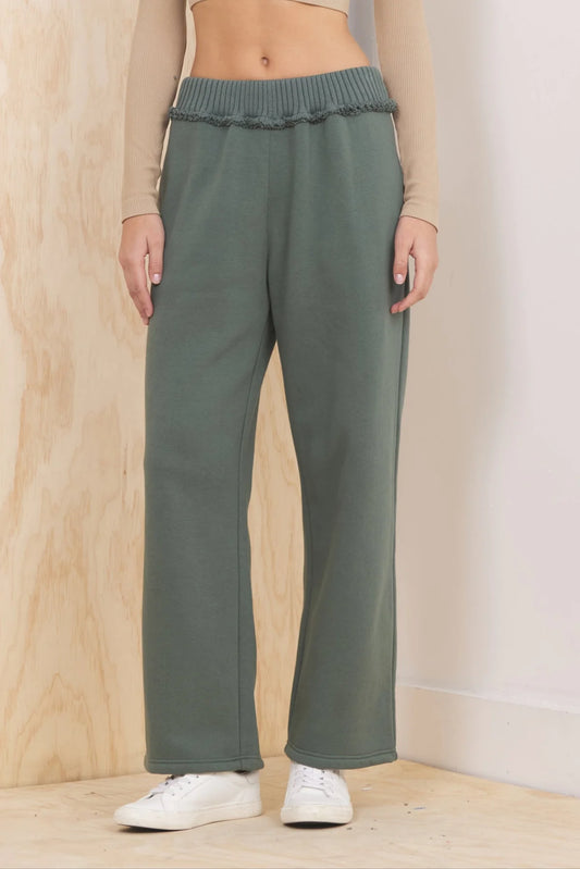 Olive Rib Fleece Pant