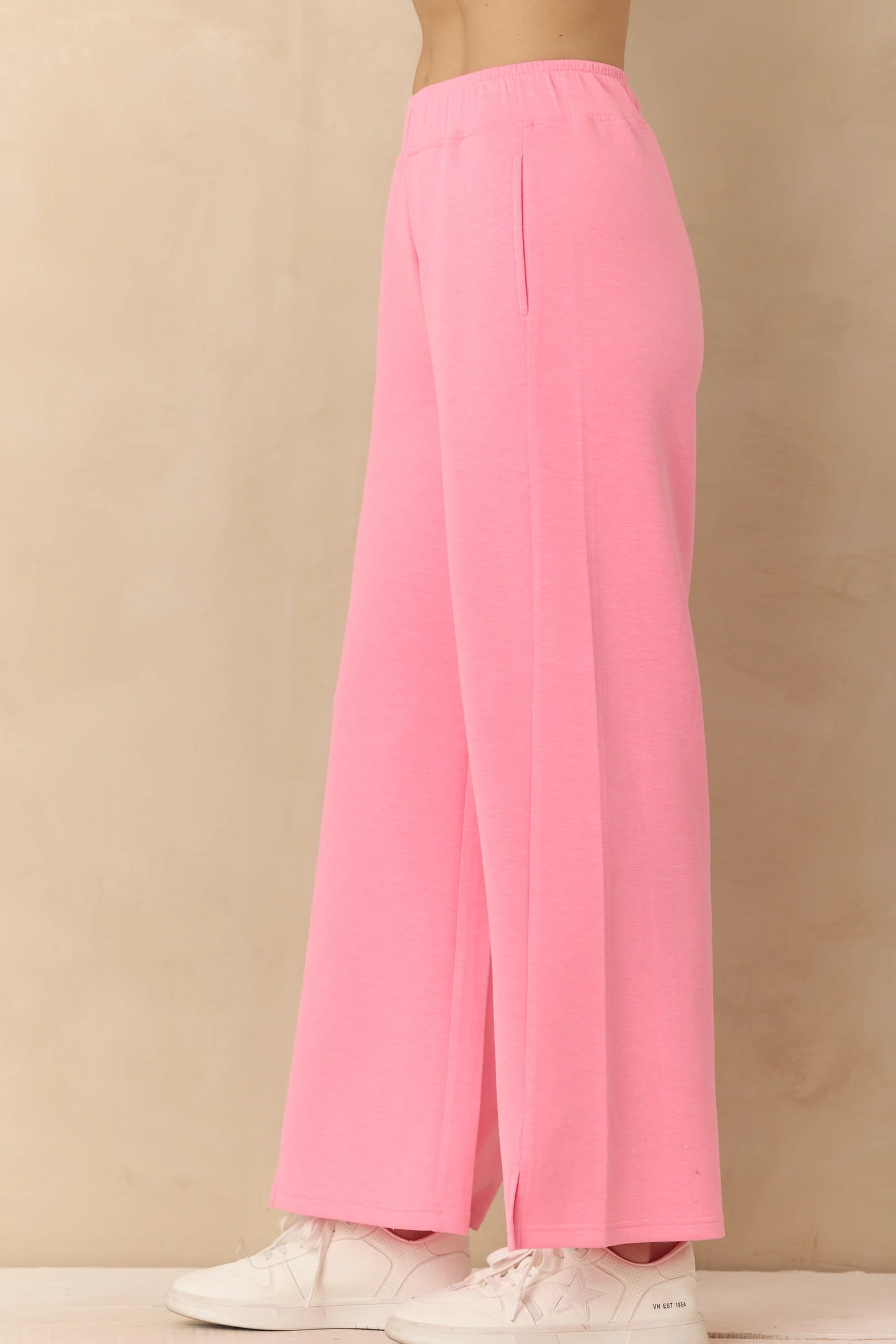 Neon Pink Cloud Fleece Wide Leg Pant
