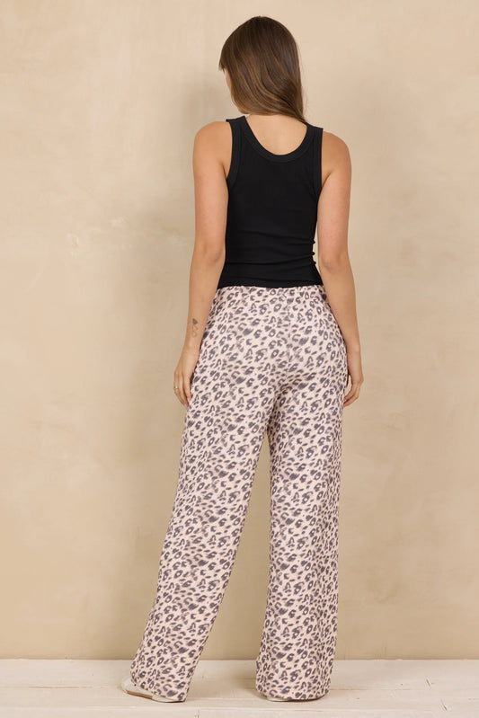 Leopard Wide Leg Cloud Fleece Pant