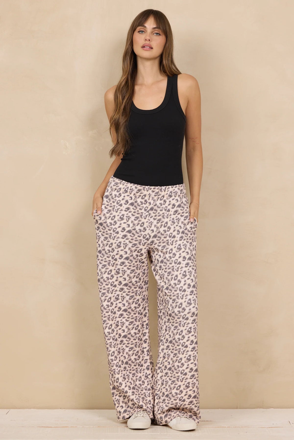 Leopard Wide Leg Cloud Fleece Pant