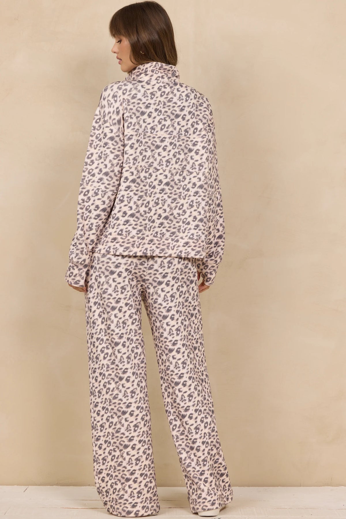 Leopard Print Cloud Fleece Quarter Zip