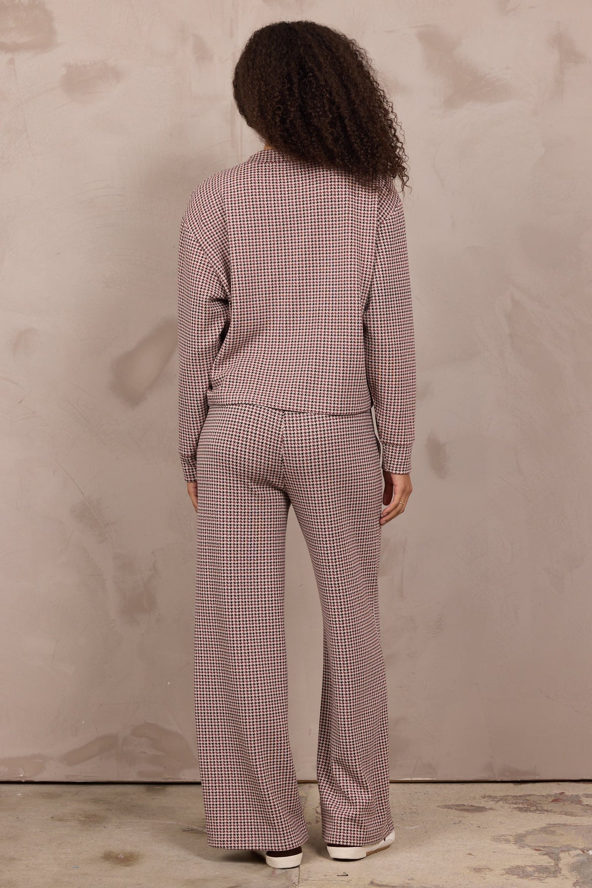 Houndstooth Cloud Fleece Flare Pant