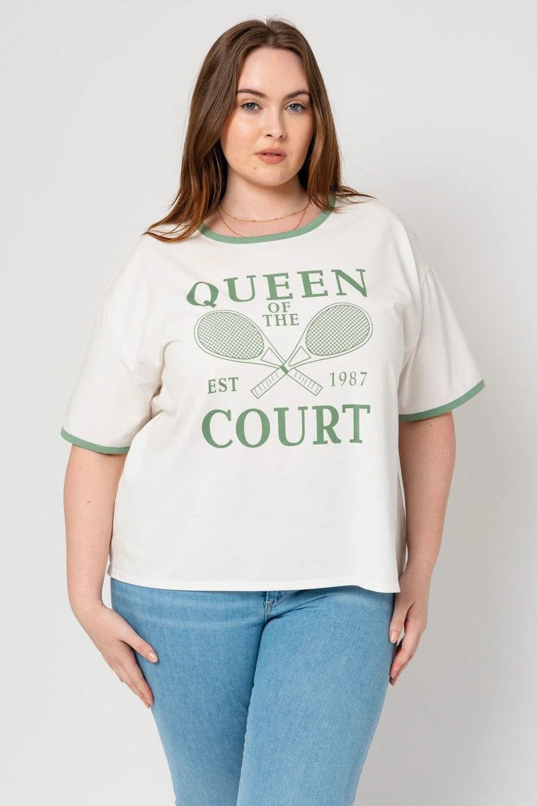 Queen of the Court Ring Neck Graphic Tee