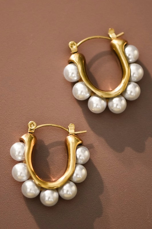 Oval Pearl Hoops