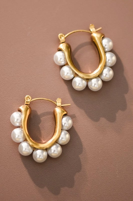 Oval Pearl Hoops