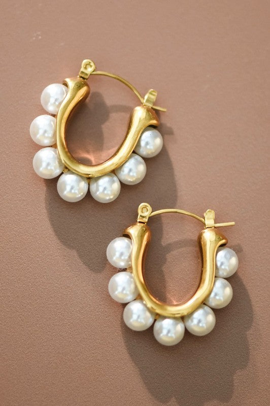 Oval Pearl Hoops