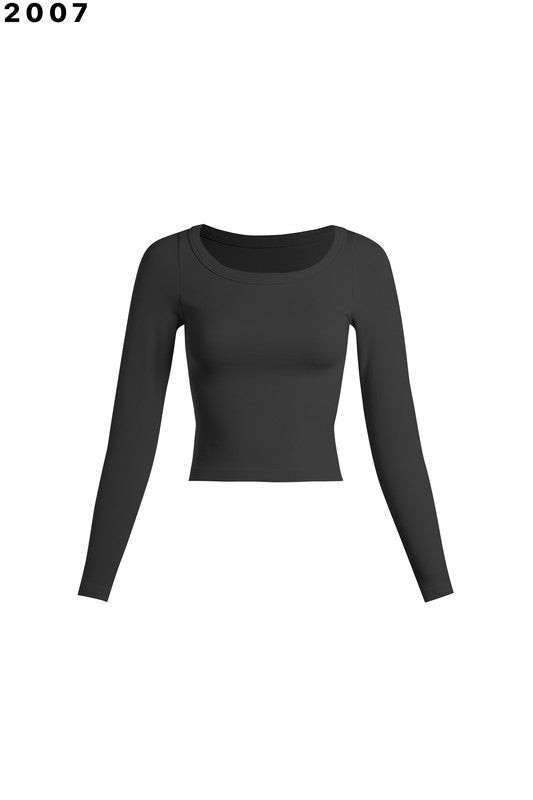 Basic Ribbed Long Sleeve Fitted Tee