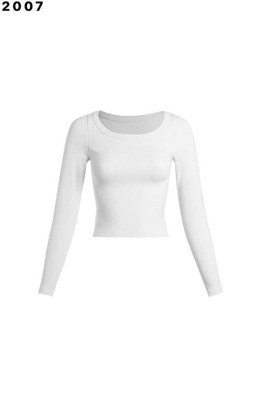 Basic Ribbed Long Sleeve Fitted Tee