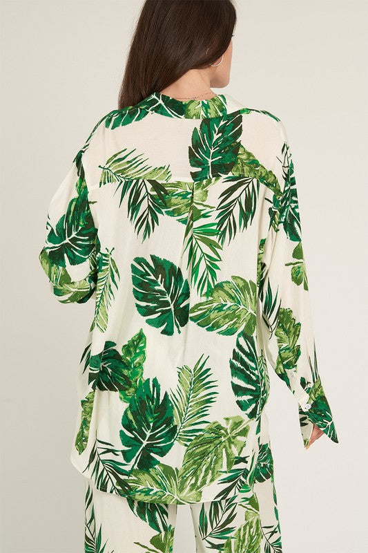 Camisa abotonada de manga larga Palms Away